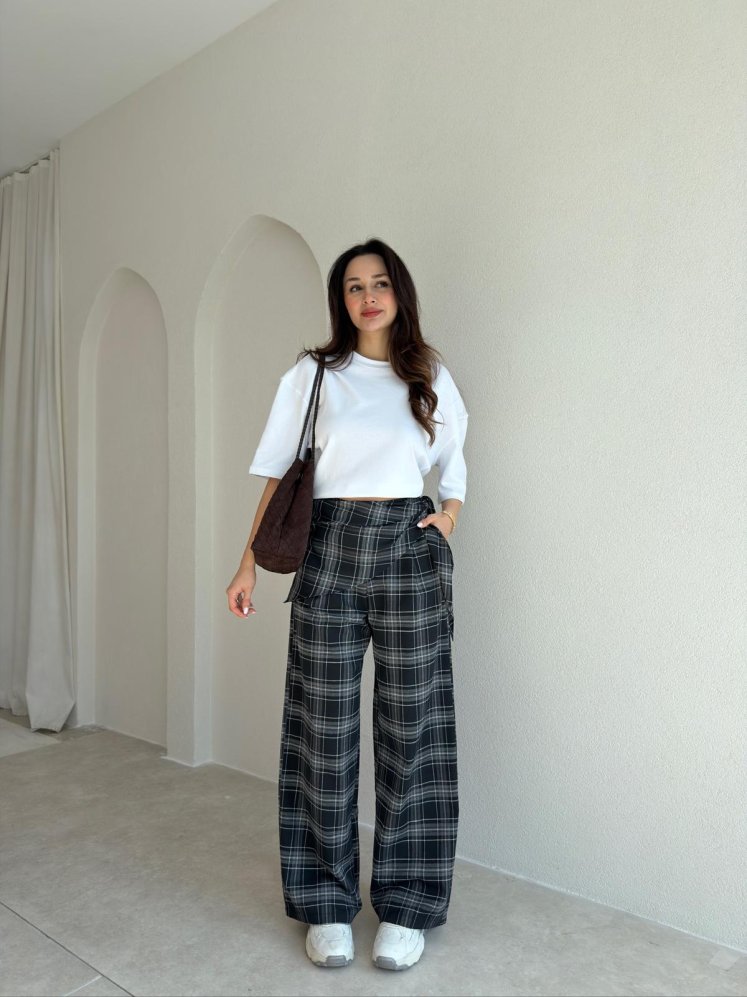 KUROX Şallı Pantolon 6870 - Siyah - Mooi Butik