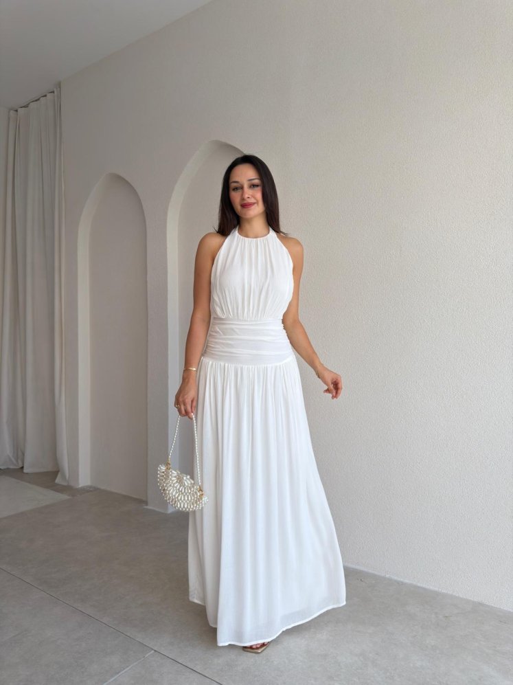LADONİA Maxi Elbise 3058 - Beyaz - Mooi Butik