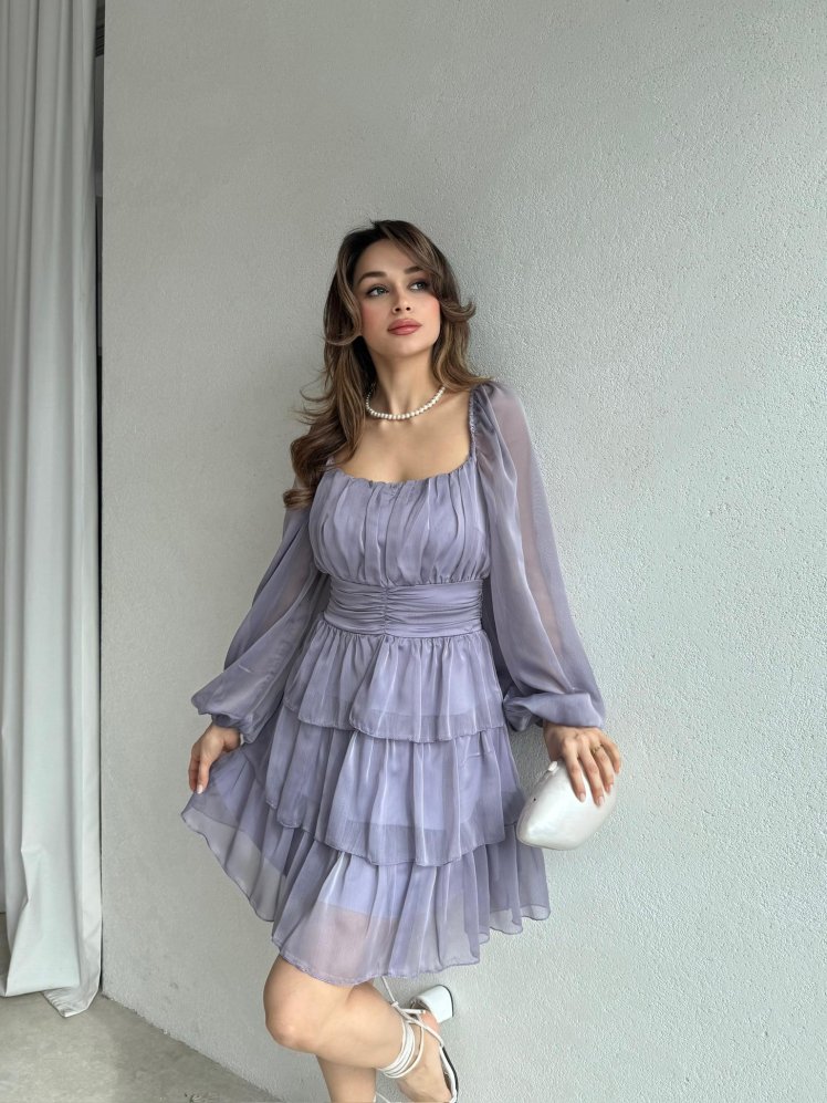 LAGERTA Mini Elbise 5373 - Lila - Mooi Butik