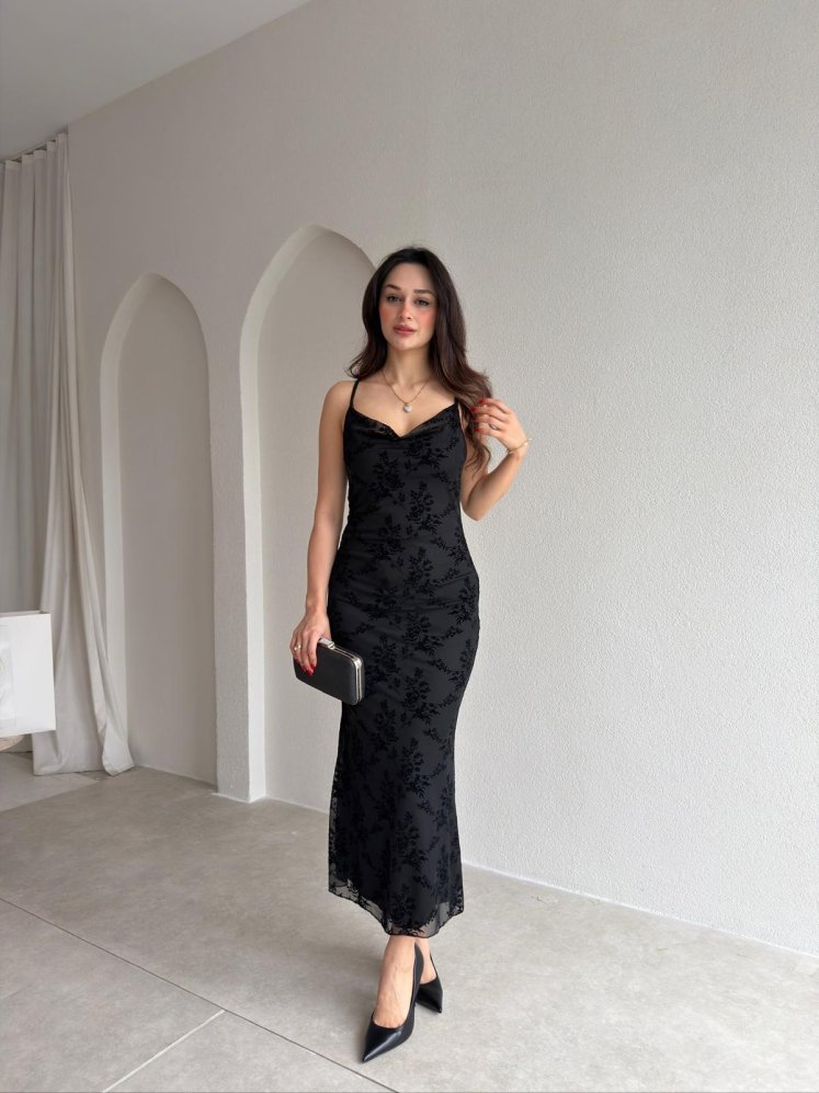 LANDES Midi Elbise 9030 - Siyah - Mooi Butik