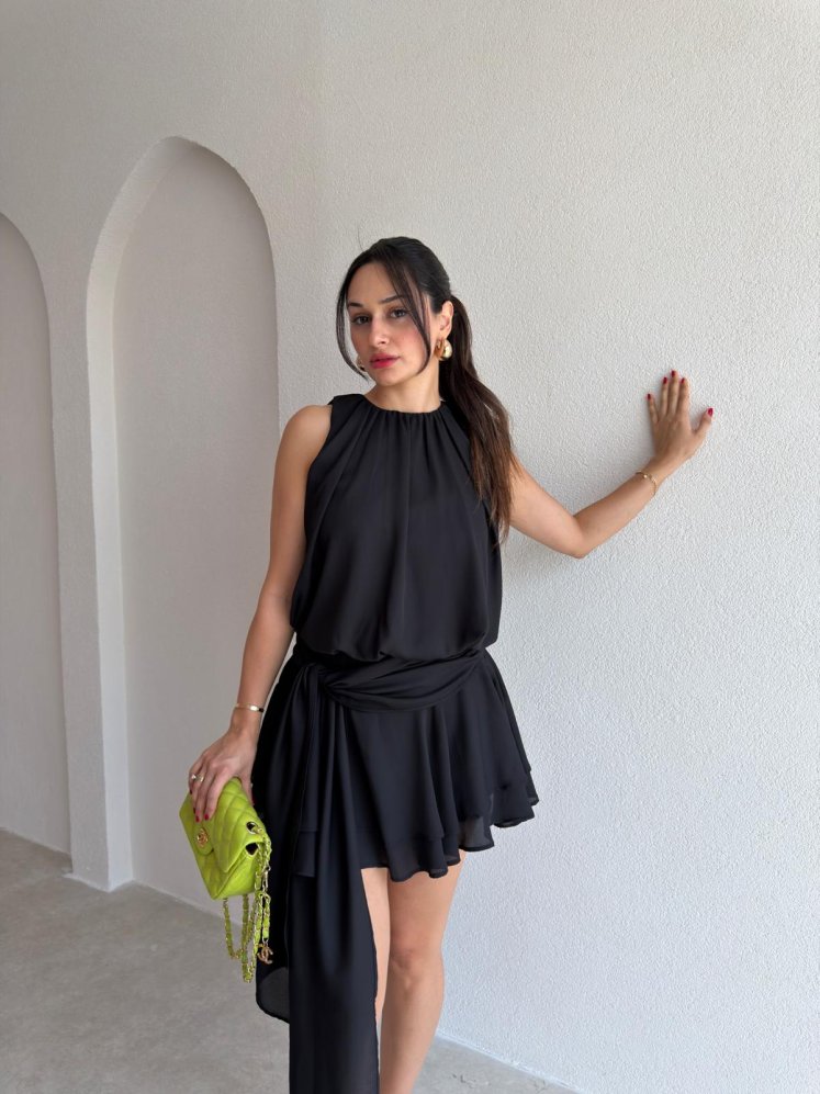  LARNA Mini Elbise 4052 - Siyah - Mooi Butik