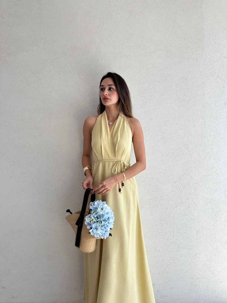 LATEC Maxi Elbise 6459 - Sarı - Mooi Butik