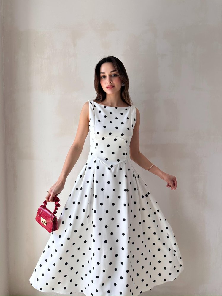 LATTE Midi Elbise 6536 - Beyaz - Mooi Butik