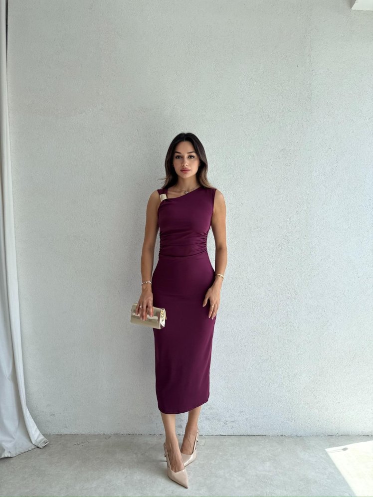 LAVENDER Maxi Elbise 9463 - Mürdüm - Mooi Butik