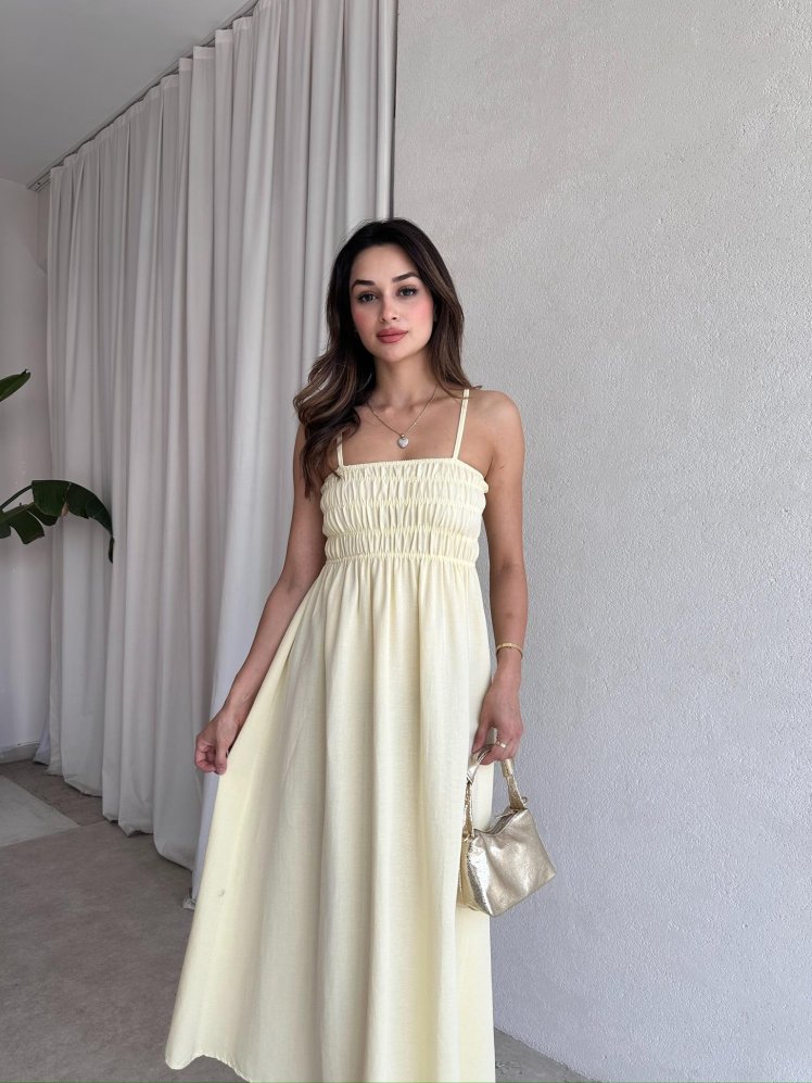 LAWRENCE Midi Elbise 8859 - Sarı - Mooi Butik