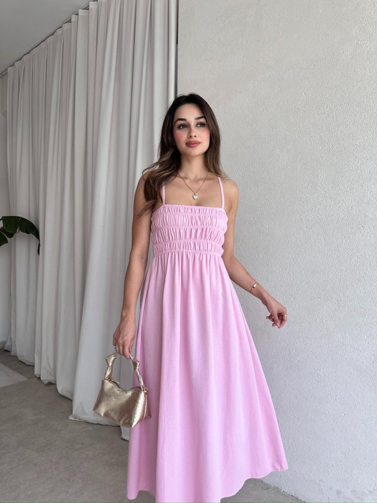 LAWRENCE Midi Elbise 8859 - Pembe - Mooi Butik