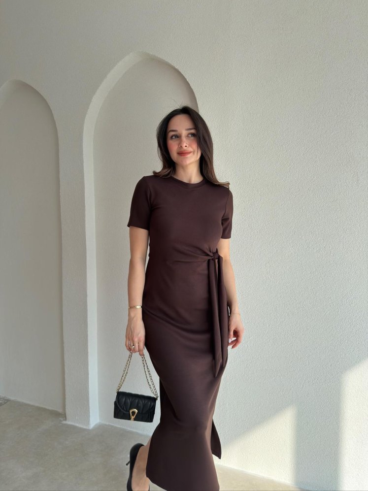 LEBRON Midi Elbise 9051 - Acı Kahve - Mooi Butik