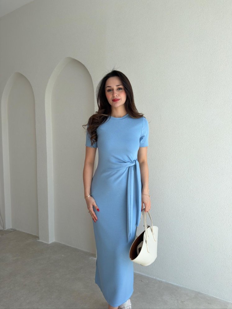 LEBRON Midi Elbise 9051 - Bebe Mavi - Mooi Butik