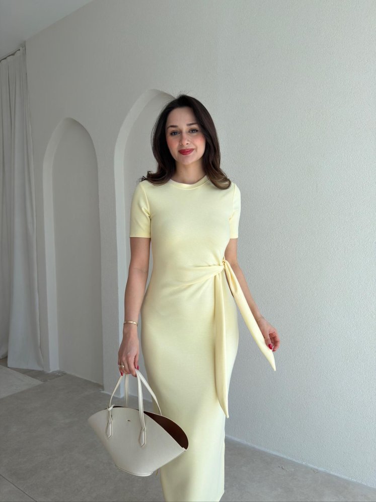 LEBRON Midi Elbise 9051 - Sarı - Mooi Butik
