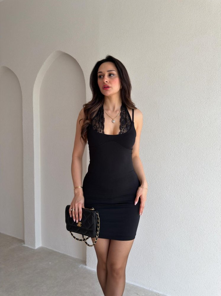 LEONİE Mini Elbise 4587 - Siyah - Mooi Butik