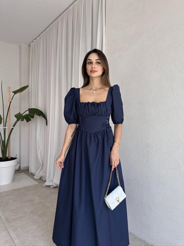 LEROY Maxi Elbise 2244 - Lacivert - Mooi Butik