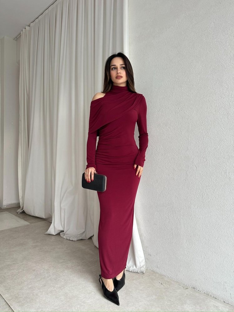 LESS Elbise 8739 - Bordo - Mooi Butik