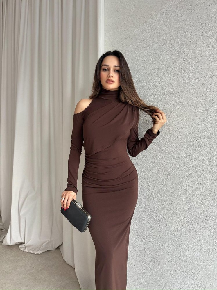 LESS Elbise 8739 - Acı Kahve - Mooi Butik
