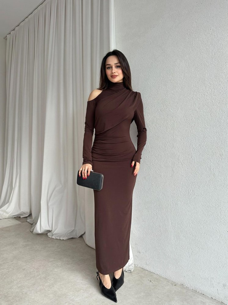 LESS Elbise 8739 - Acı Kahve - Mooi Butik