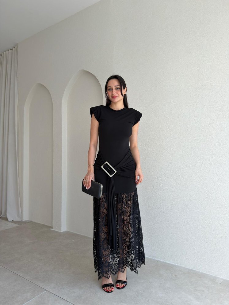 LEYA Midi Elbise 9058 - Siyah - Mooi Butik