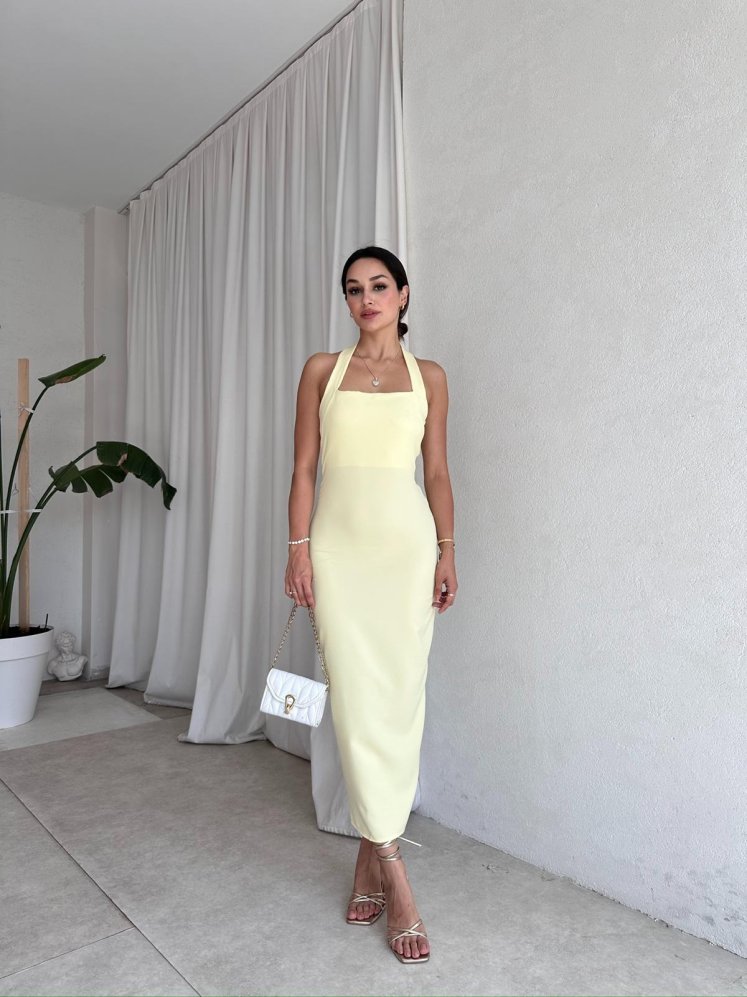 LİLİTH Elbise 8241 - Sarı - Mooi Butik