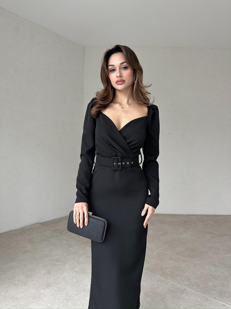 LİLLİAN Midi Elbise 8349 - Siyah - Mooi Butik