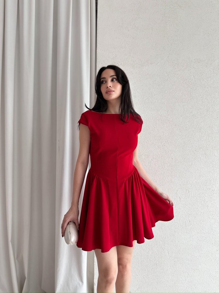 LİME Mini Elbise 3400 - Kırmızı - Mooi Butik