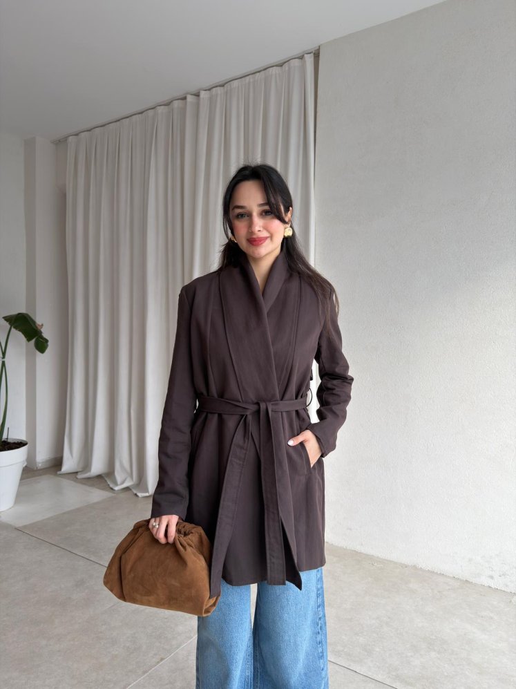 LİNA Trençkot 8835 - Acı Kahve - Mooi Butik