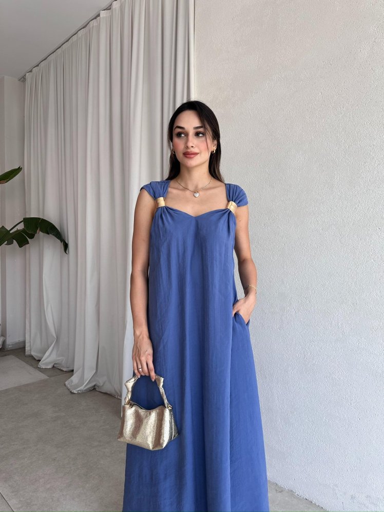 LİNDSAY Maxi Elbise 9732 - Mavi - Mooi Butik