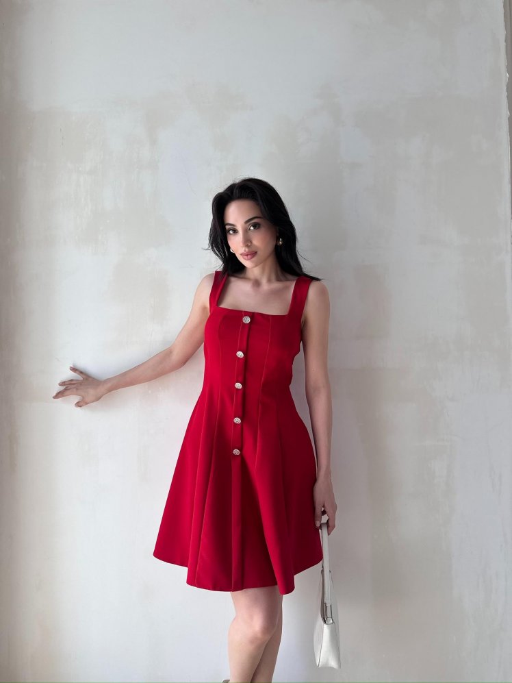 LİSMAN Mini Elbise 5086 - Kırmızı - Mooi Butik