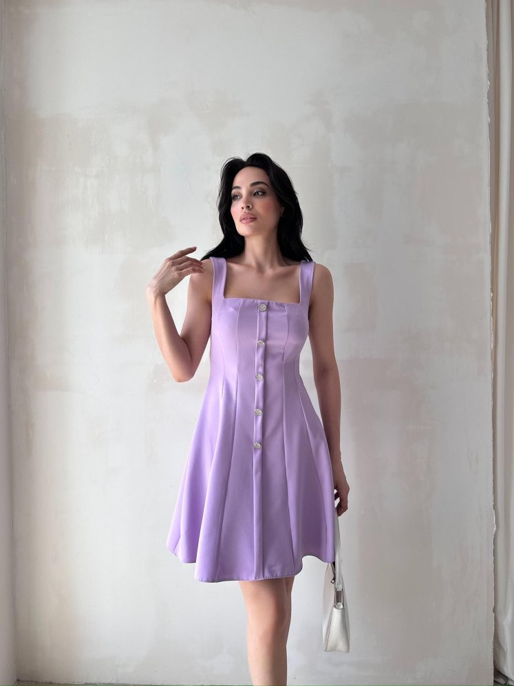 LİSMAN Mini Elbise 5086 - Lila - Mooi Butik