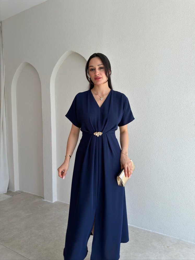 LİSTEN Midi Elbise 5511 - Lacivert - Mooi Butik