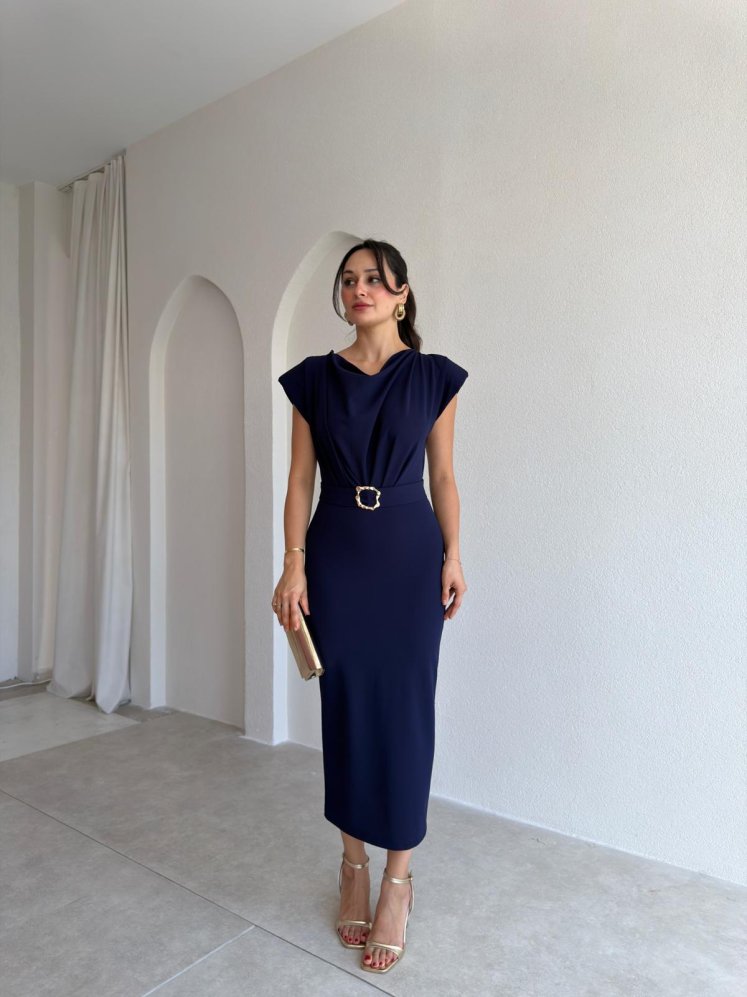 LİXY Midi Elbise 3003 - Lacivert - Mooi Butik