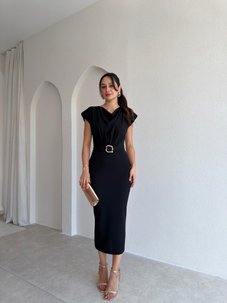 LİXY Midi Elbise 3003 - Siyah - Mooi Butik