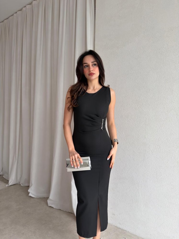  LOBBY Midi Elbise 8660 - Siyah - Mooi Butik