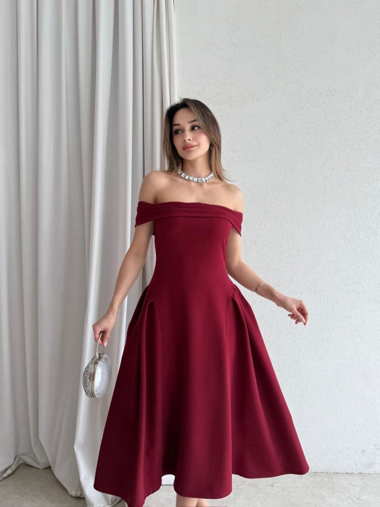 LODA Midi Elbise 5042 - Bordo - Mooi Butik