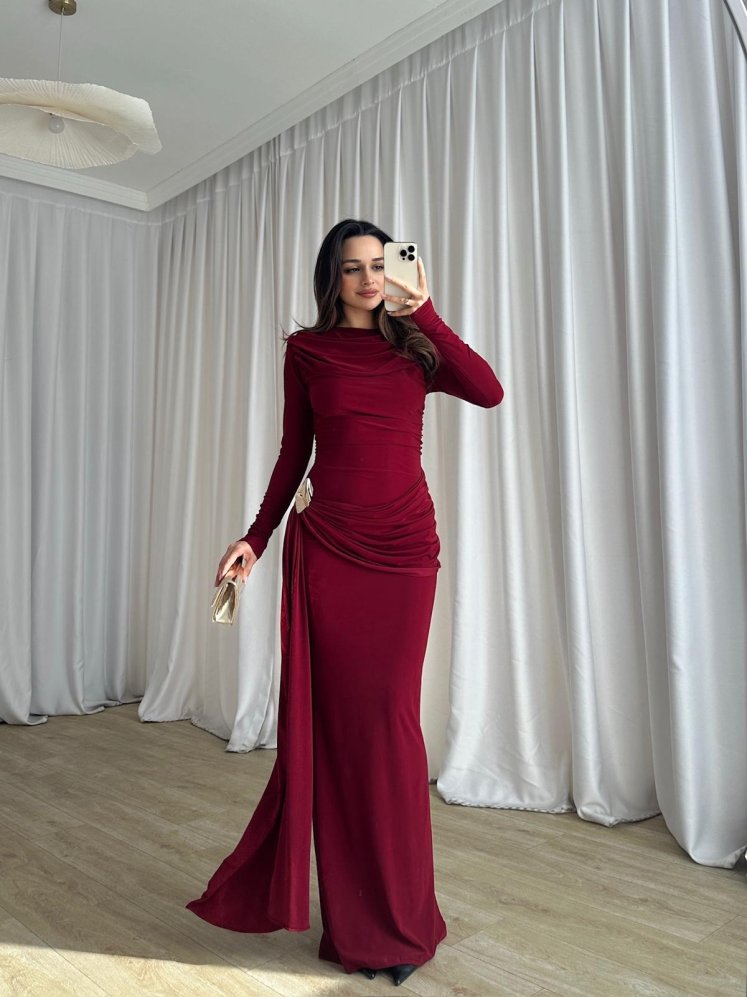 LOST Maxi Elbise 8644 - Bordo - Mooi Butik