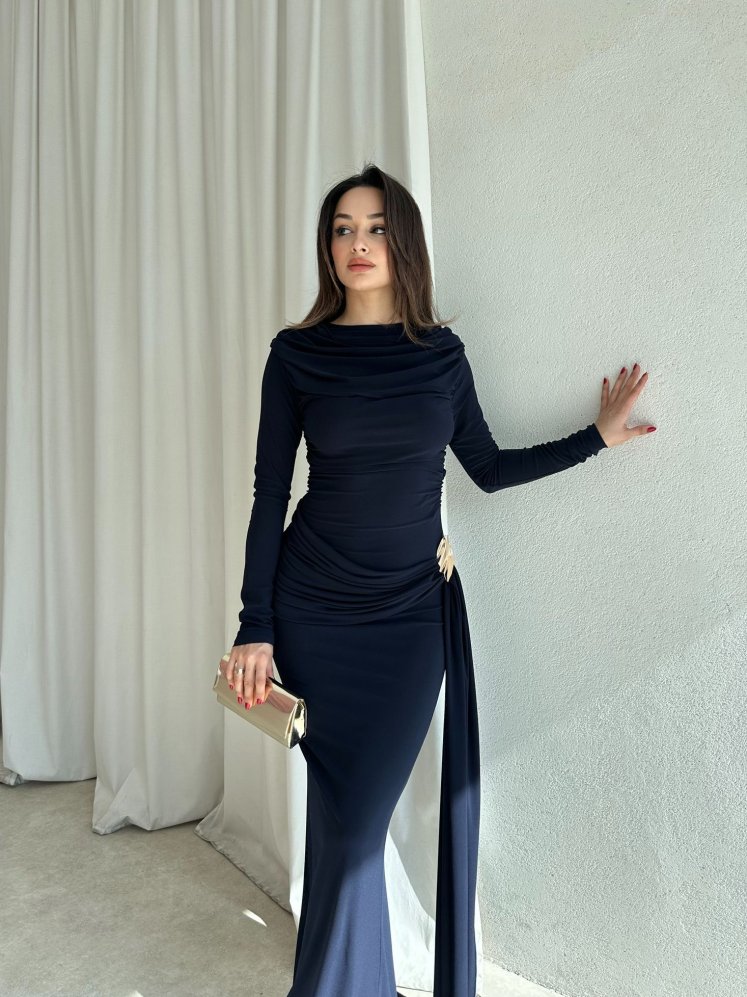 LOST Maxi Elbise 8644 - Lacivert - Mooi Butik