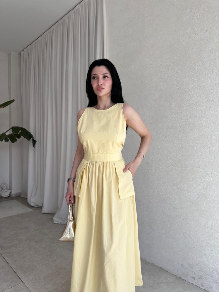 GAMORA Maxi Elbise 8239 - Sarı - Mooi Butik