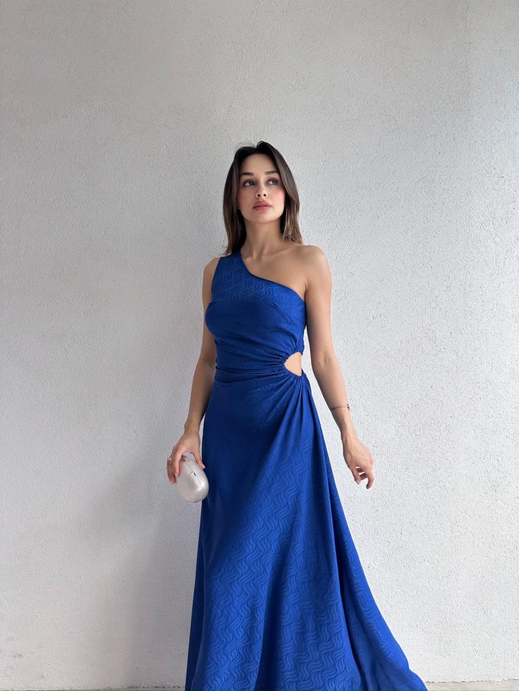 LOUNGE Maxi Elbise 9066 - Saks Mavisi - Mooi Butik