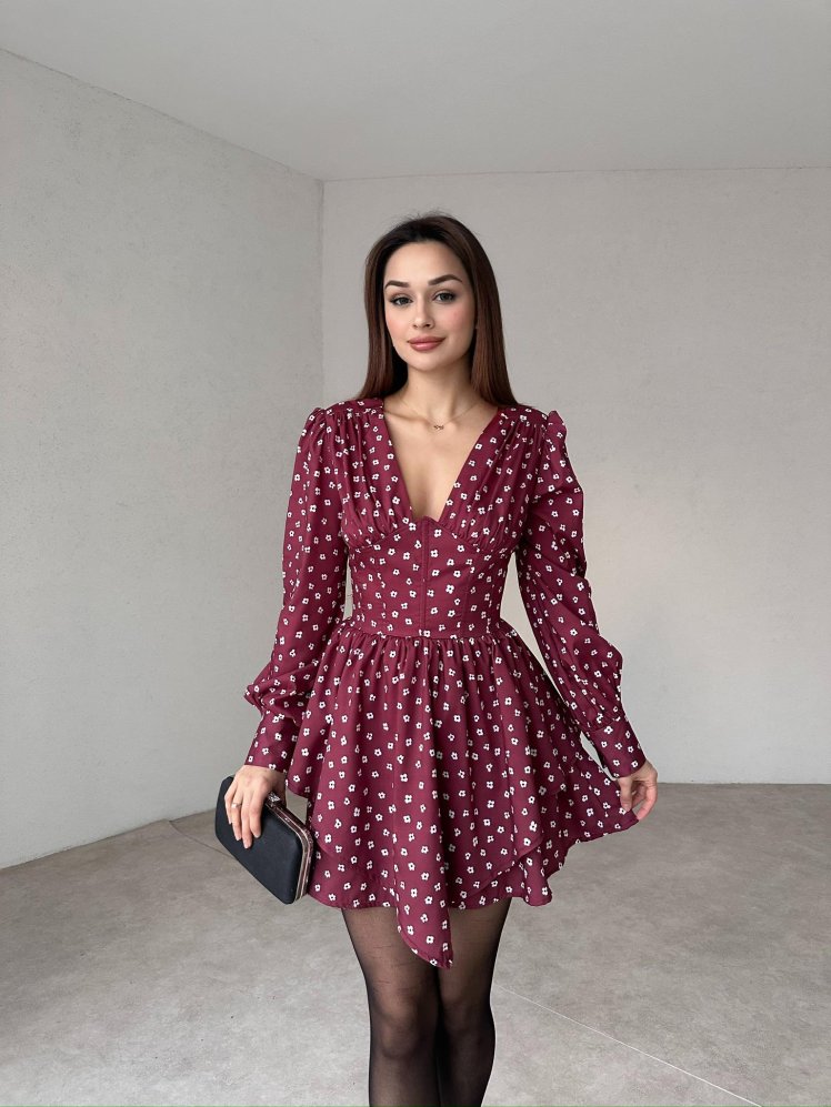 LOVATO Mini Elbise 2493 - Bordo - Mooi Butik