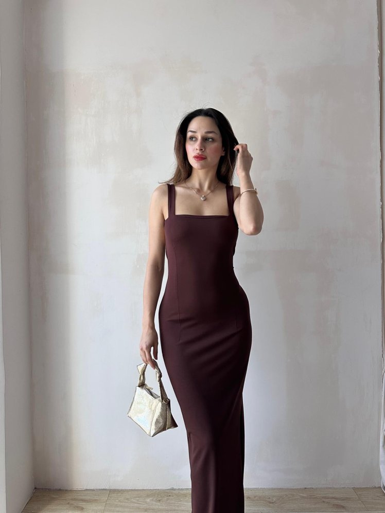 LOVELACE Maxi Elbise 3922 - Acı Kahve - Mooi Butik