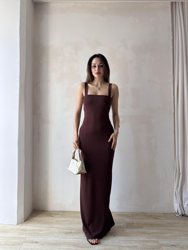 LOVELACE Maxi Elbise 3922 - Acı Kahve - Mooi Butik