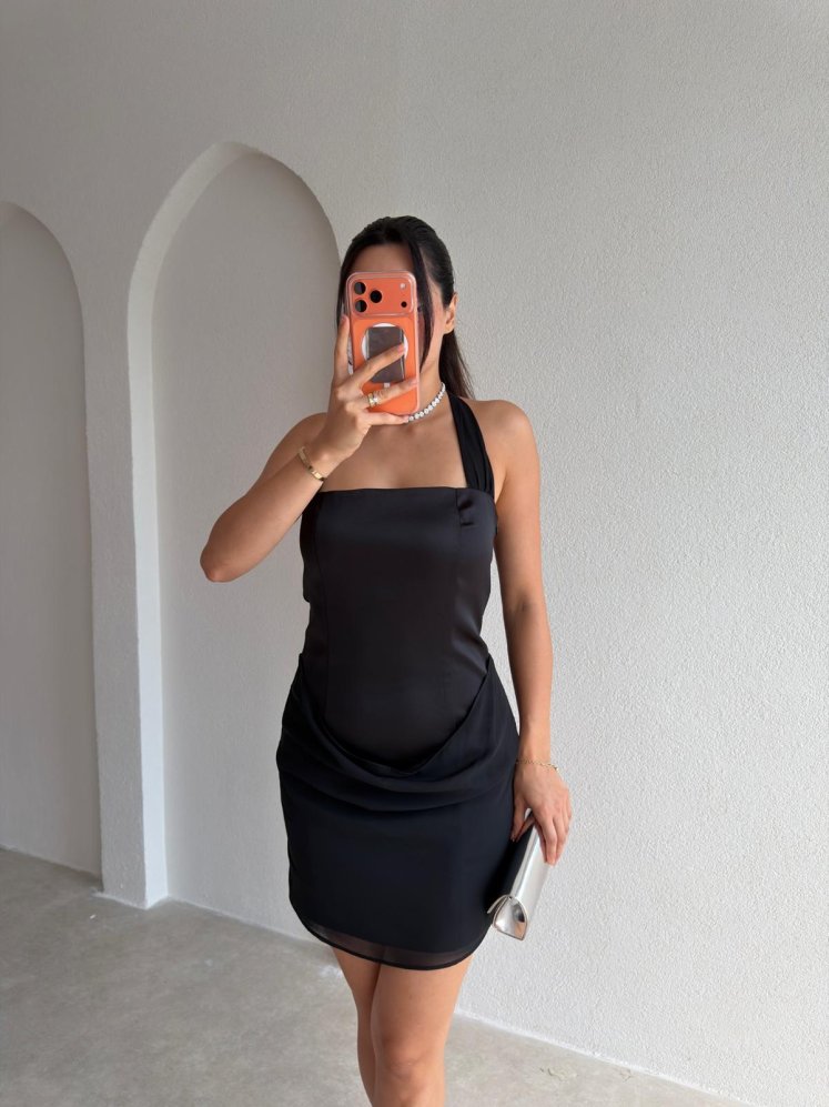 LUBA Mini Elbise 6521 - Siyah - Mooi Butik