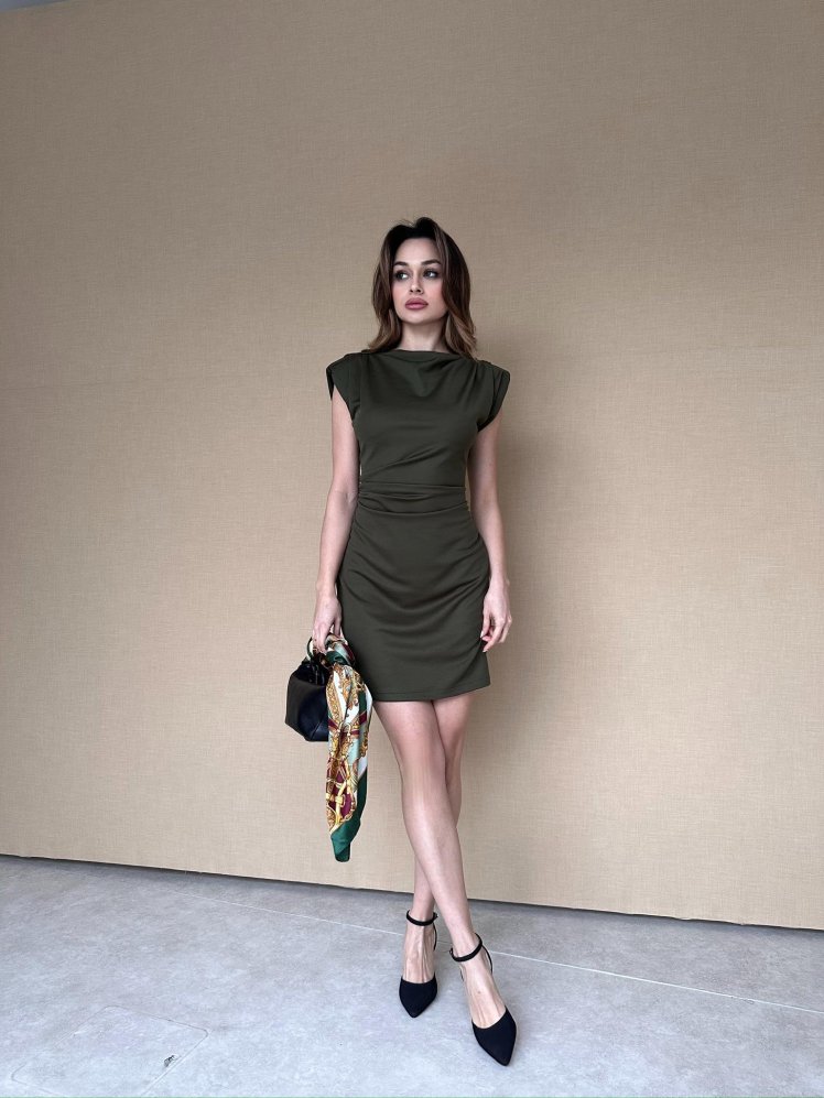 LUCENA Mini Elbise 6721 - Yeşil - Mooi Butik