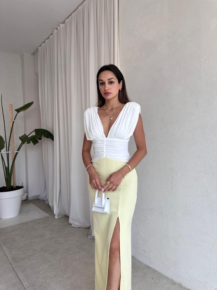 LULU Maxi Elbise 5488 - Sarı - Mooi Butik