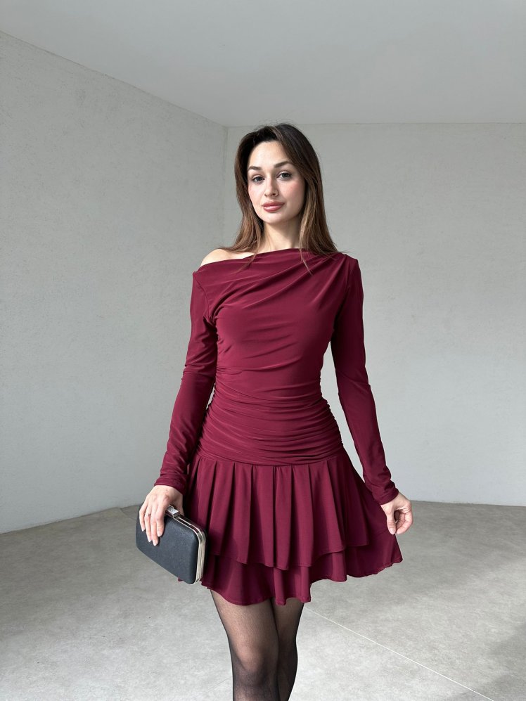 LUPA Mini Elbise 4901 - Bordo - Mooi Butik