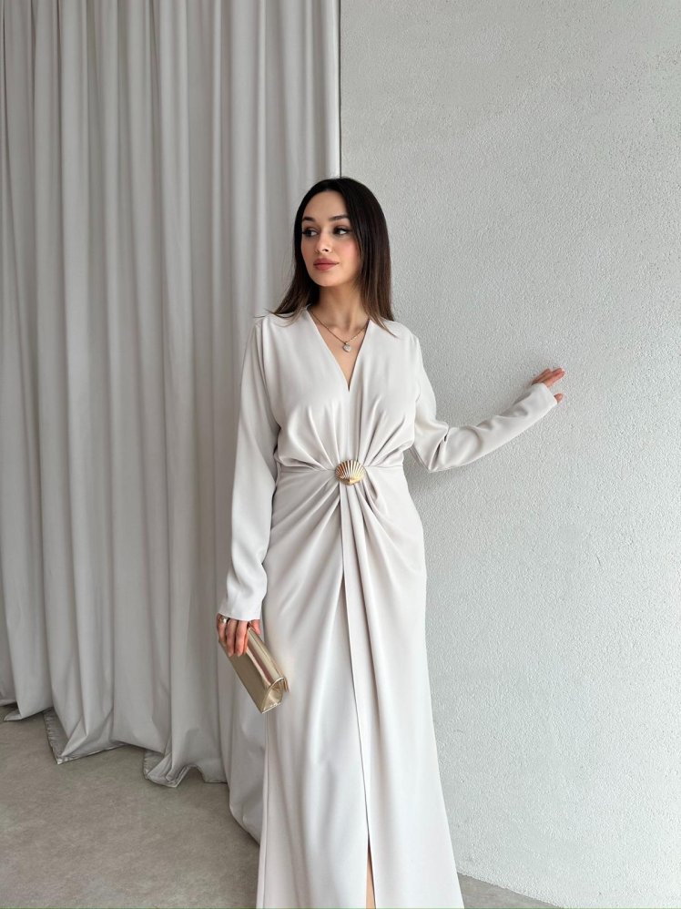 LUXE Maxi Elbise 8588 - Krem - Mooi Butik