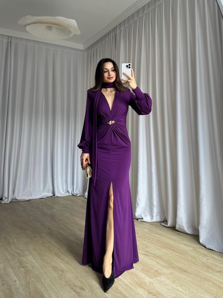 LUXORA Maxi Elbise 8243 - Mor - Mooi Butik