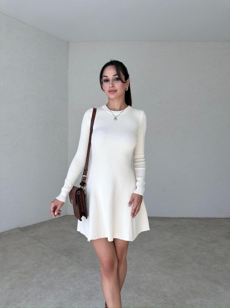 MADERNA Mini Elbise 4446 - Ekru - Mooi Butik