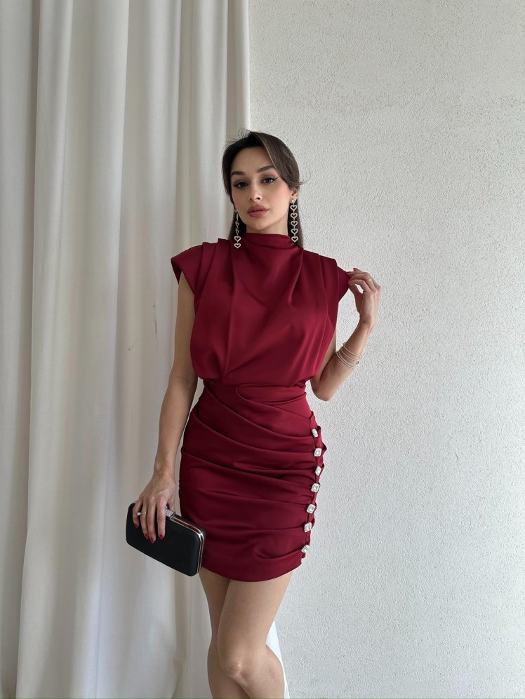 MAEVE Mini Elbise 5732 - Bordo - Mooi Butik