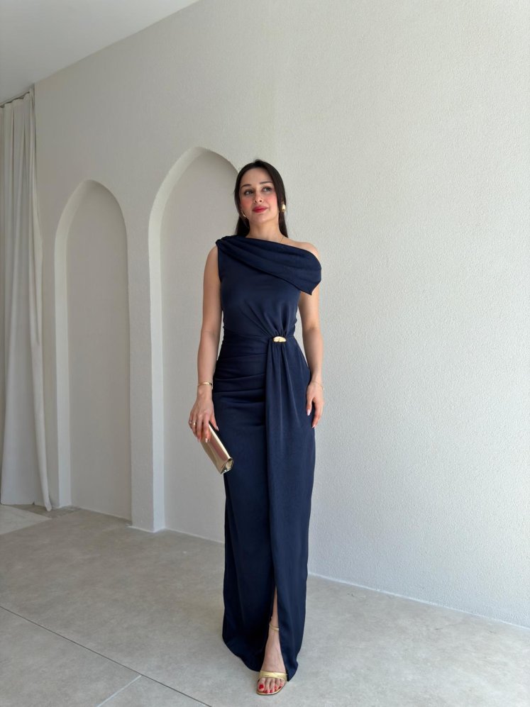 MAJA Maxi Elbise 8910 - Lacivert - Mooi Butik