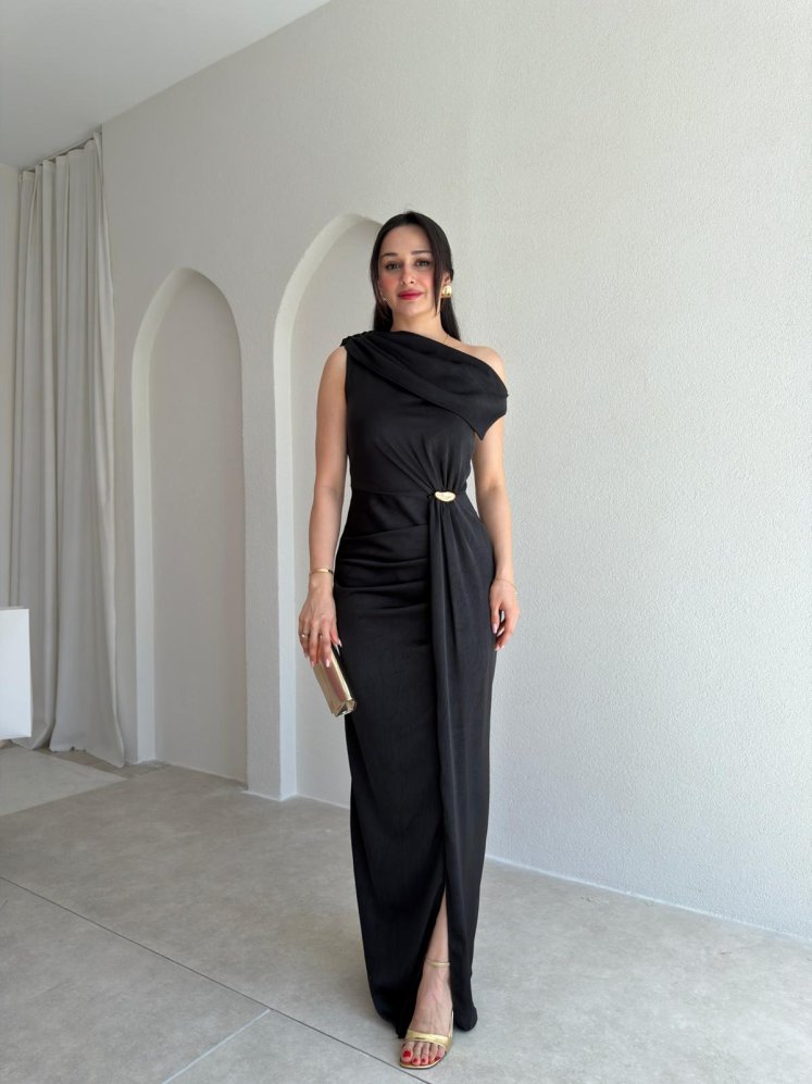 MAJA Maxi Elbise 8910 - Siyah - Mooi Butik