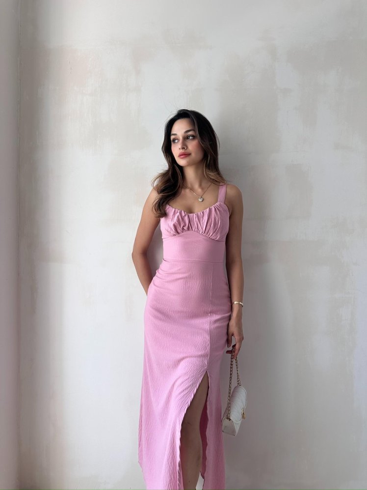 MAJORİ Midi Elbise 8871 - Pudra - Mooi Butik