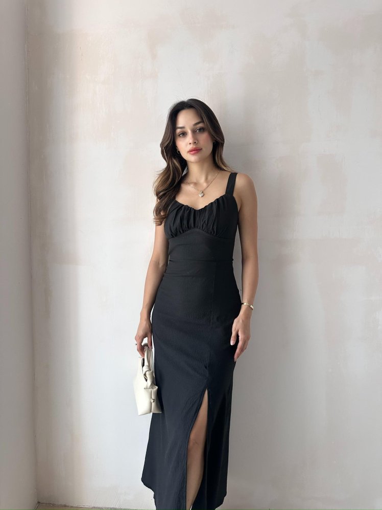 MAJORİ Midi Elbise 8871 - Siyah - Mooi Butik